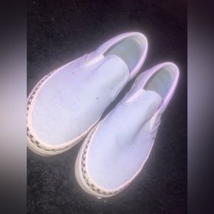 Blue w/ checkered sole Slip on vans